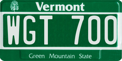 VT license plate WGT700