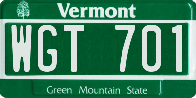 VT license plate WGT701