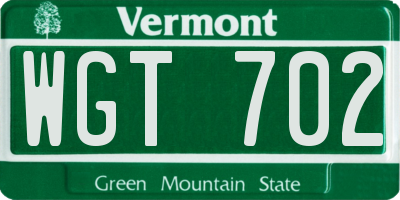 VT license plate WGT702