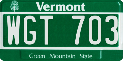 VT license plate WGT703