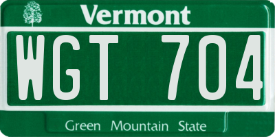 VT license plate WGT704