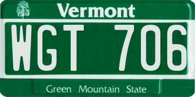 VT license plate WGT706