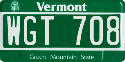 VT license plate WGT708