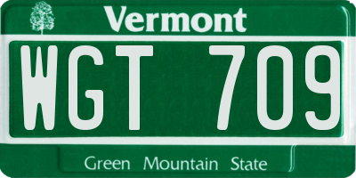 VT license plate WGT709