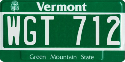 VT license plate WGT712