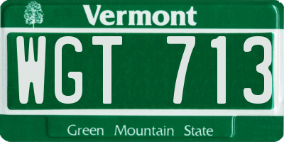 VT license plate WGT713