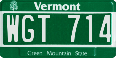 VT license plate WGT714