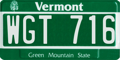 VT license plate WGT716