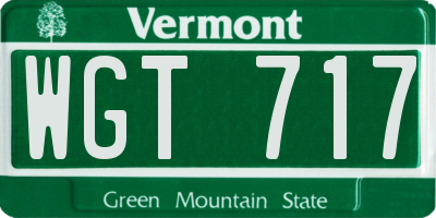 VT license plate WGT717