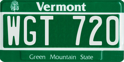 VT license plate WGT720