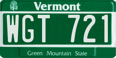 VT license plate WGT721