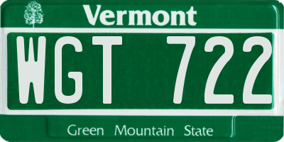 VT license plate WGT722
