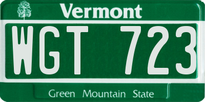 VT license plate WGT723
