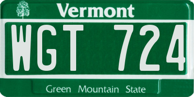 VT license plate WGT724