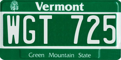 VT license plate WGT725