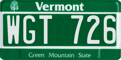 VT license plate WGT726