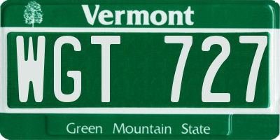 VT license plate WGT727