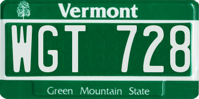 VT license plate WGT728