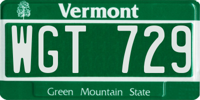 VT license plate WGT729