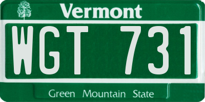 VT license plate WGT731