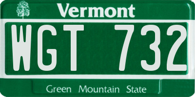 VT license plate WGT732