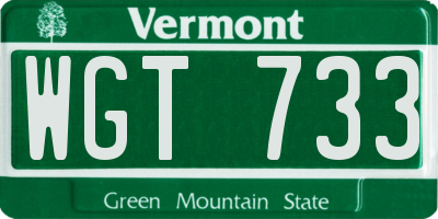 VT license plate WGT733