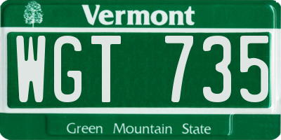 VT license plate WGT735