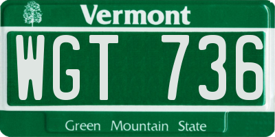 VT license plate WGT736