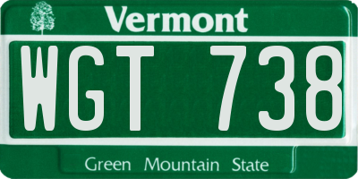 VT license plate WGT738