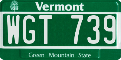 VT license plate WGT739