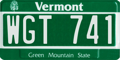 VT license plate WGT741