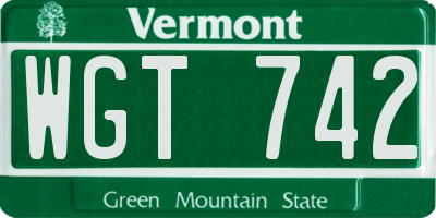 VT license plate WGT742