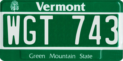 VT license plate WGT743