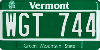 VT license plate WGT744