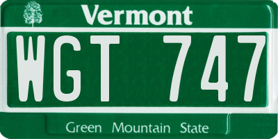 VT license plate WGT747
