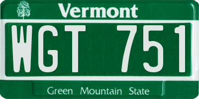 VT license plate WGT751