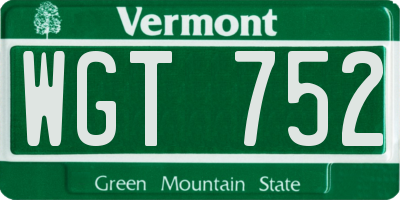 VT license plate WGT752