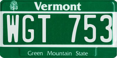 VT license plate WGT753