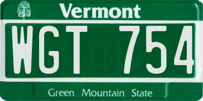 VT license plate WGT754