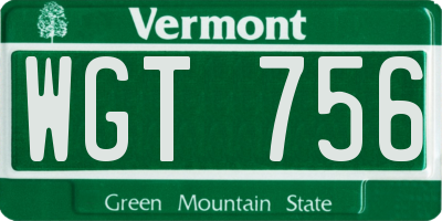 VT license plate WGT756