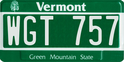 VT license plate WGT757