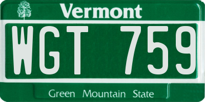 VT license plate WGT759