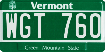 VT license plate WGT760