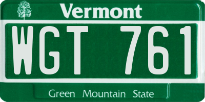 VT license plate WGT761