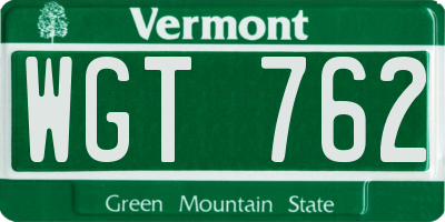 VT license plate WGT762