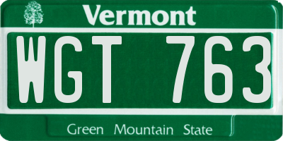 VT license plate WGT763