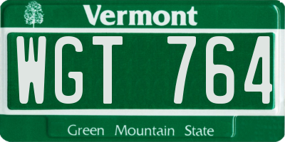 VT license plate WGT764