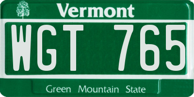 VT license plate WGT765