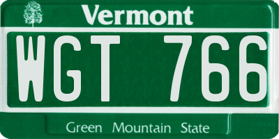 VT license plate WGT766