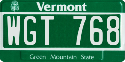VT license plate WGT768